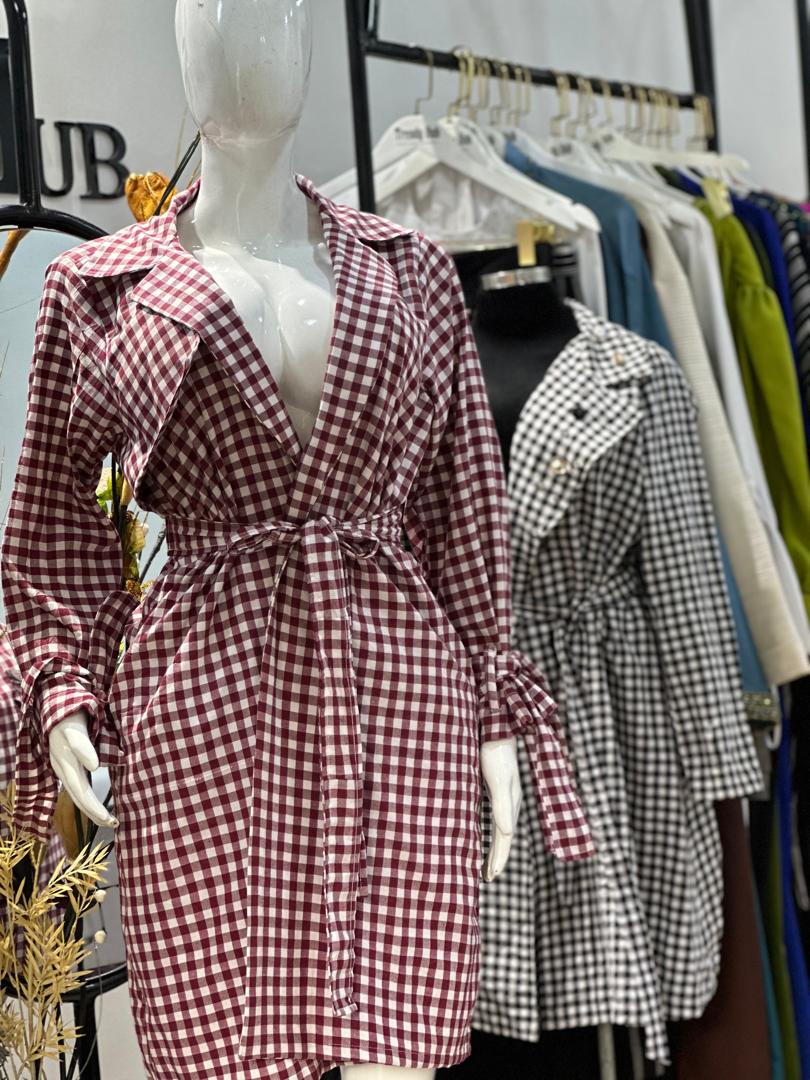 Checkered Belted Dress