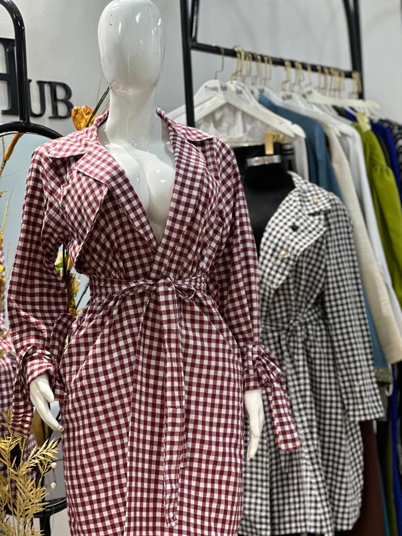 Checkered Belted Dress