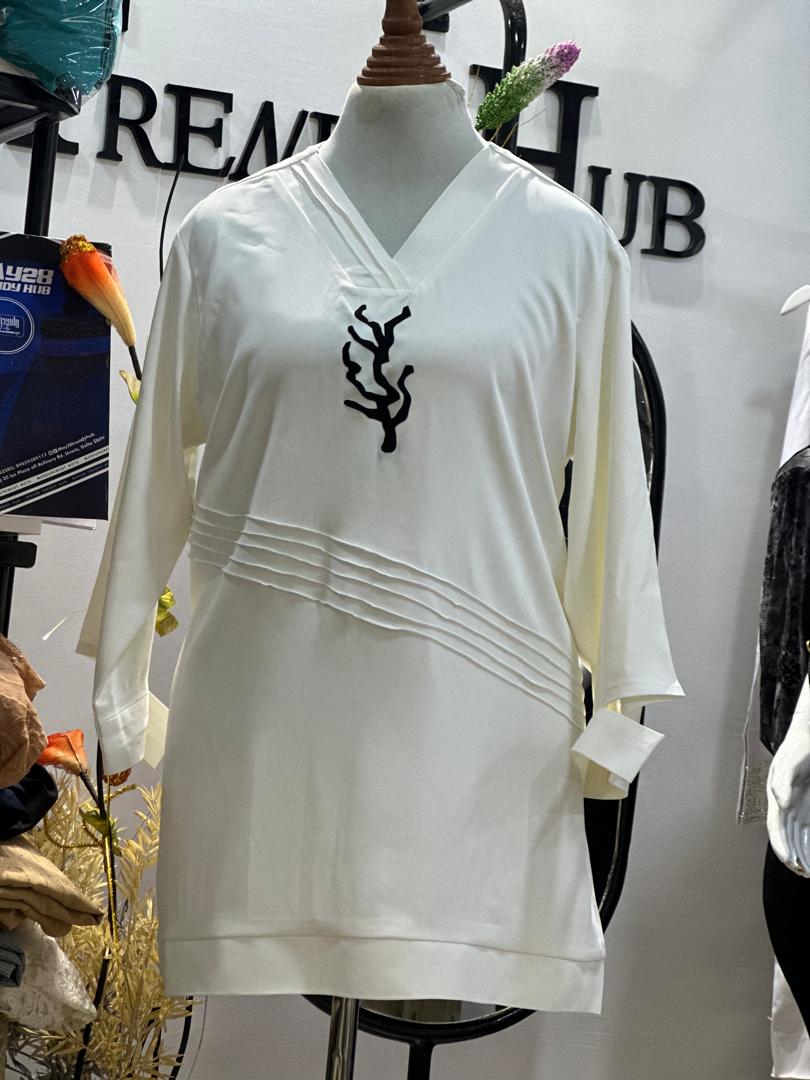 Elegant White Tunic with Black Accent